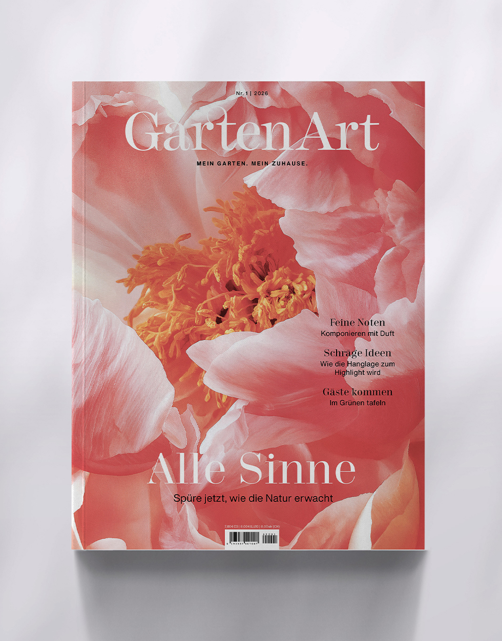 GartenArt-1048X13381-980×1251.png Rosafarbenes GartenArt-Magazin-Cover mit blumigen Motiven, Titel „Aile Sinne“ und Ausgabe „Nr. 1 | 2026“.